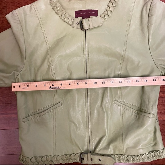 Green Leather Jacket with Modern Sporty Aesthetic - Picture 8 of 10